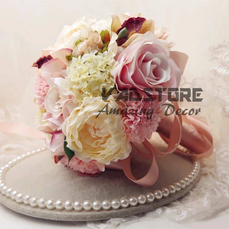 Vintage Printemps Automne Toutes Les Saisons De Mariage Bouquet De Mariée Artificielle Fleur De Soie Rose Incroyable Bouquet Hortensia Bouquet Buy