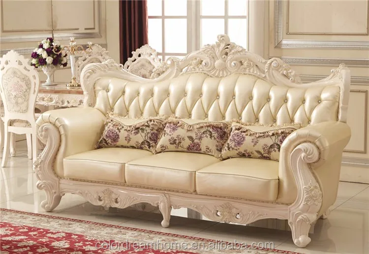 2017 Best Selling White Color Sofa Set European Style Furniture Royal
