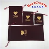 Customized Logo Gold Embroidered Drawstring velvet jewelry promotional pouch Bags