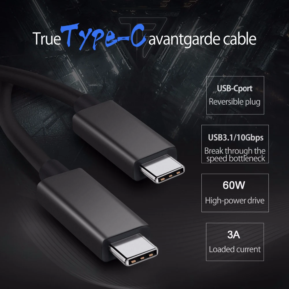 USB-IF Certified 10Gbps C to C Cable 1m 60W Charging USB 3.1 Gen 2 Type C Video Cable For 2018 Macbook Pro - ANKUX.COM