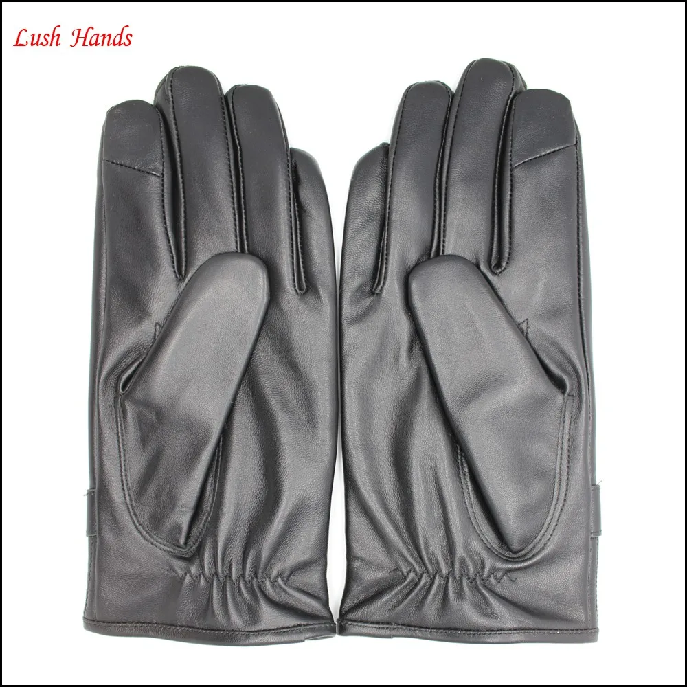 European classic British men's leather gloves with index finger touch screen