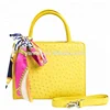 genuine ostrich leather lady cross body micro tote bags yellows