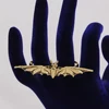 Gothic style rings bat shaped gold double fingers gothic jewelry