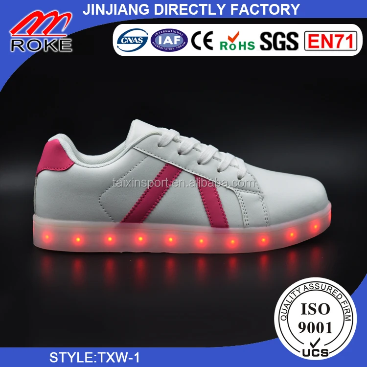 fashion girls white color shoes hot sell led shoes flashing led light up with USB charger sports shoes