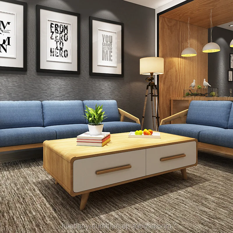 Italian Style Modern Wooden Short Legs Square Coffee Table With
