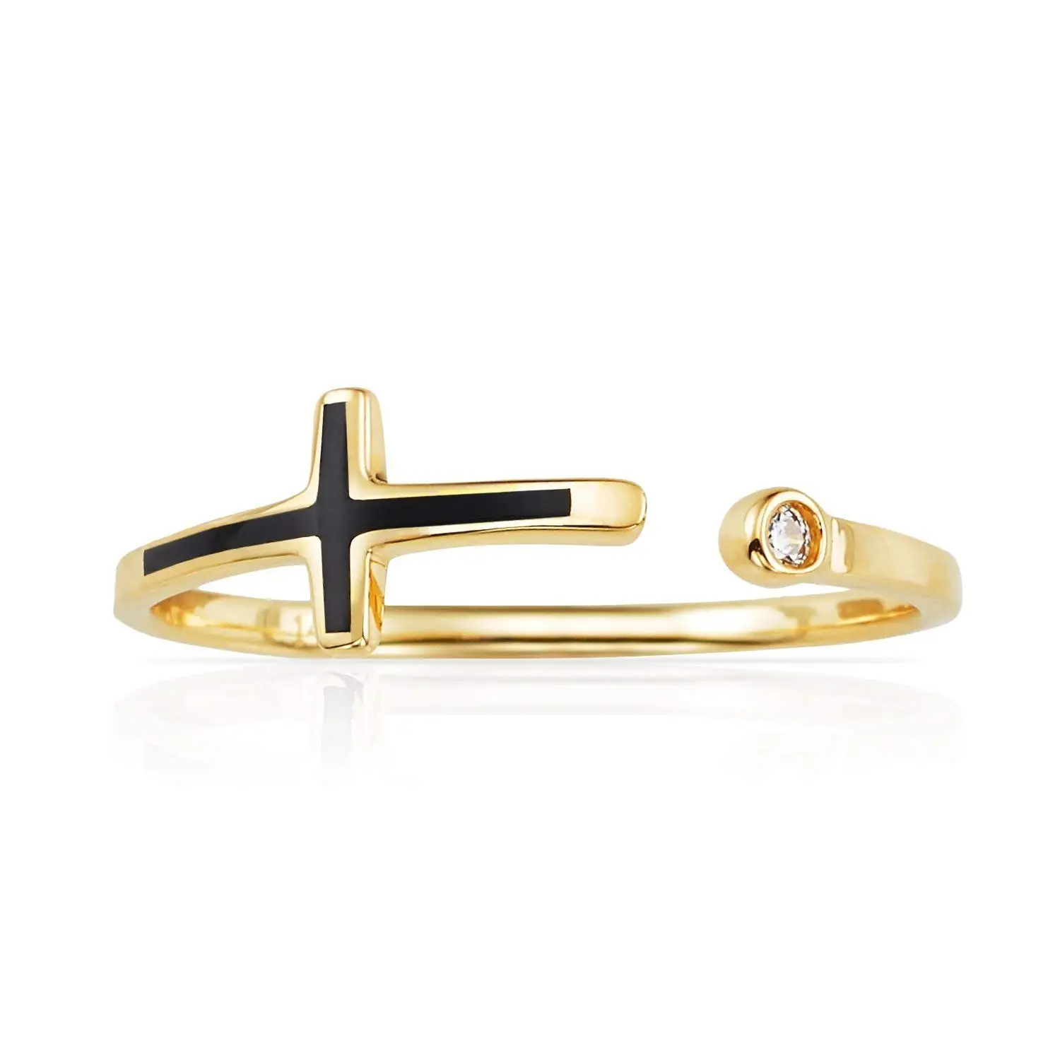 Jewel Tie Mens Solid 14K White Gold Cross Crucifix Wedding Band Cubic Zirconia CZ