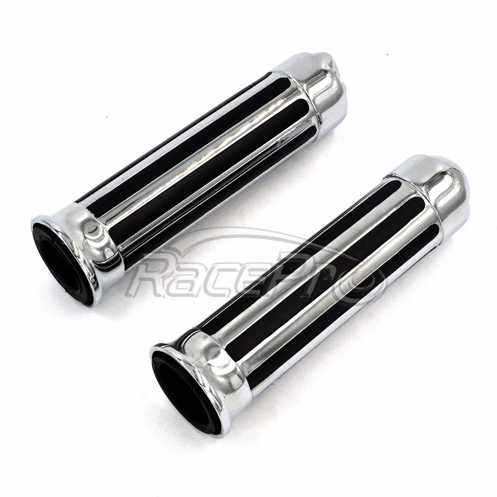 Aluminum Chrome Skull End Motorcycle Handlebar Grips For Magna,Shadow
