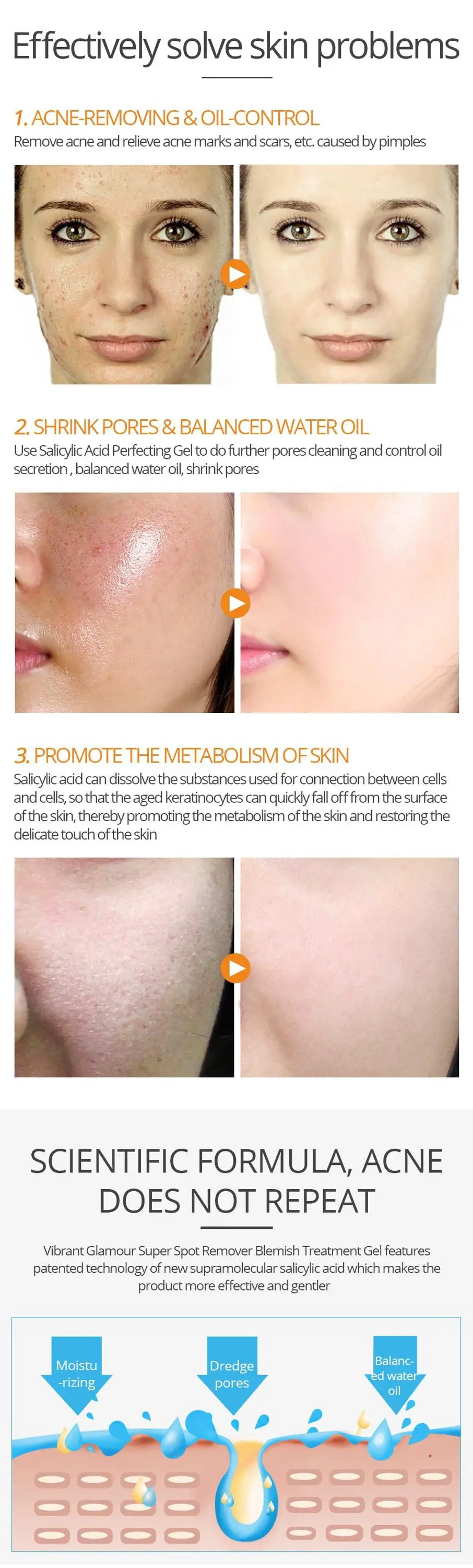 Skin Care Salicylic Acid Perfecting Gel Face Mask Face Cream Shrink