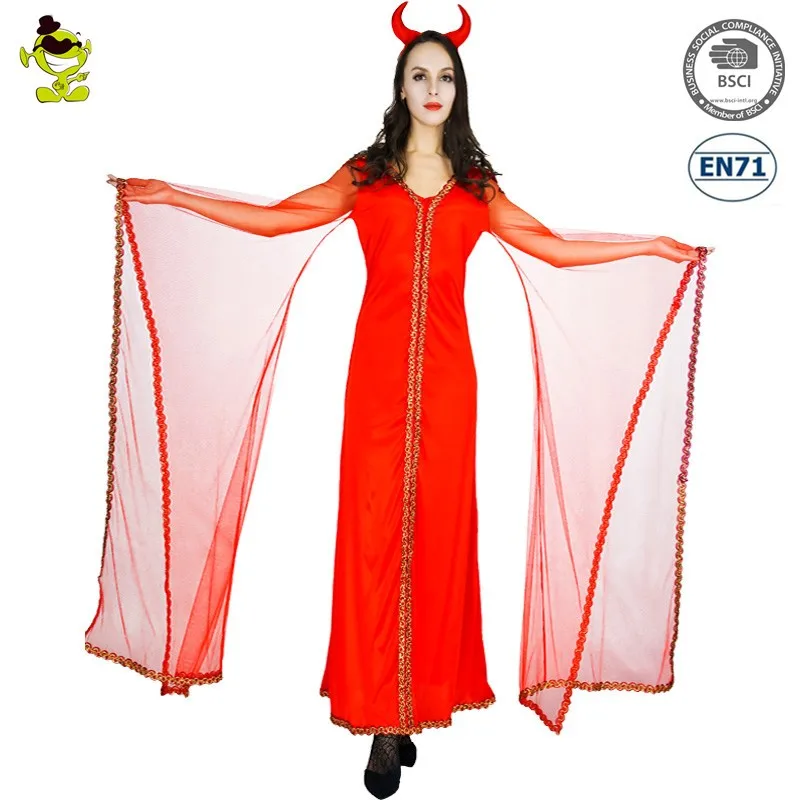 Red Devil Costume Halloween Party Cos Dress Carnival Role Play