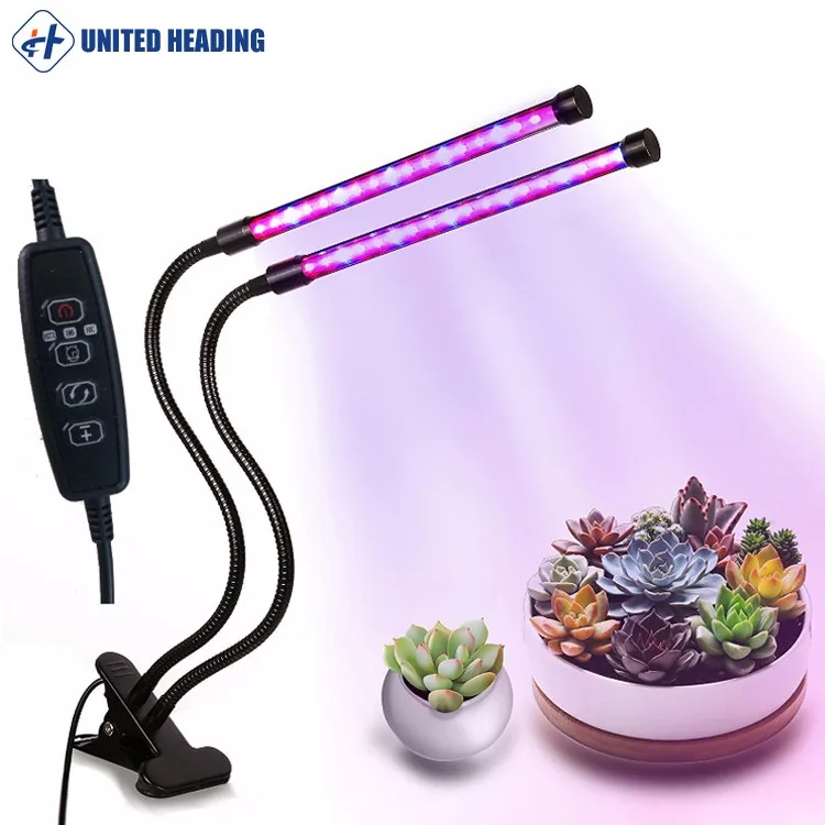 360 Degree Flexible Gooseneck Desk Grow Lamp For Plant Fruit Dual Head Clip Table Led Grow Light