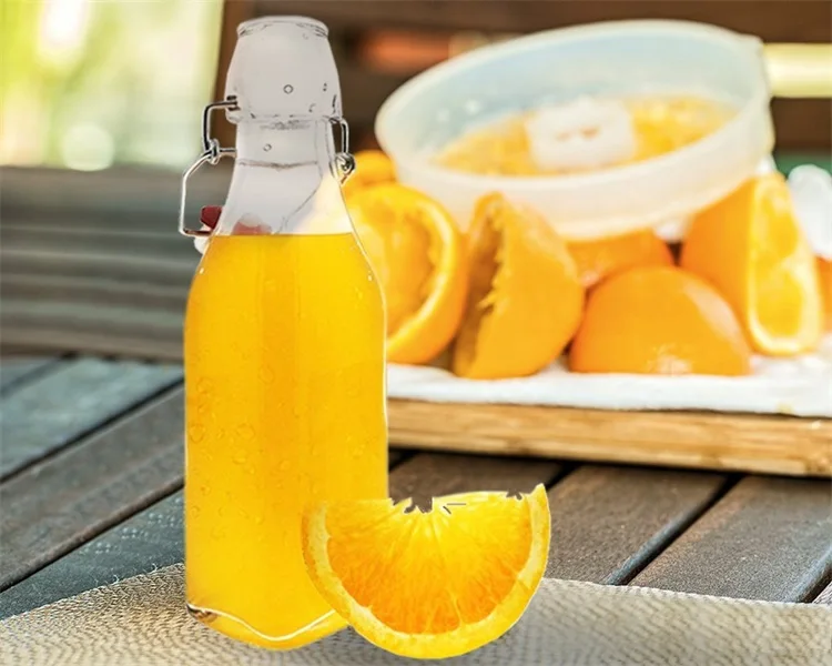 8.4oz 250ml Clear Swing Top Square Glass Bottles 6piece Flip Top