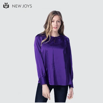 Wholesale Fashion Purple Ladies Long Sleeve Satin Elegant Blouses For ...