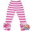 Pink White Strip Knit Cotton 8 Layers Ruffle Icing leggings fall winter children girls ruffle icing pants