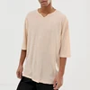 guangzhou clothing men drop shoulder 3/4 sleeve oversized plain vintage t-shirts