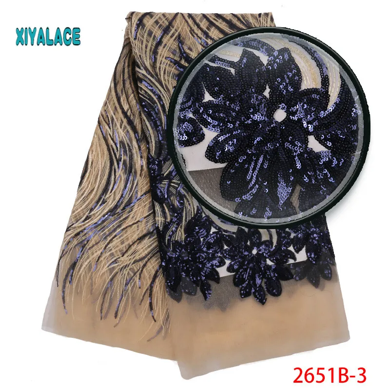 African Embroidery Tulle lace Design French Mesh Lace Fabric For wedding lace with sequins XZ2651B