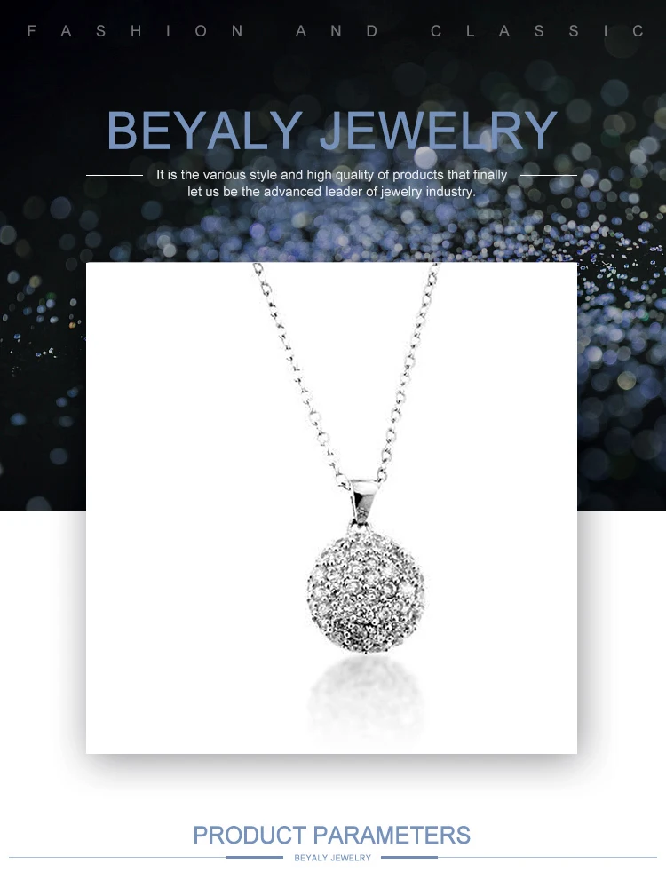 Smart silver best friend beauty crystal ball necklace