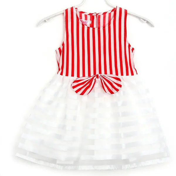 Super Baby Kids Striped Tutu Bowknot Sleeveless font b Dress b font Baby Girls font b