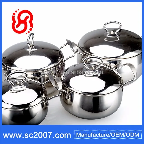 Hot sell ss201 stainless steel cooking pot set