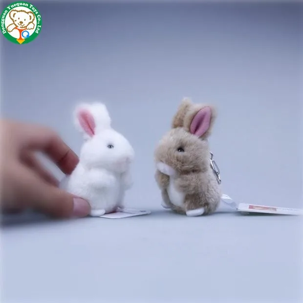 White and grey cute mini bunny animal stuffed toys keychain for sale