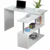 Executive Wooden Office Desk White High Gloss Computer Study Table Home Corner laptop Table