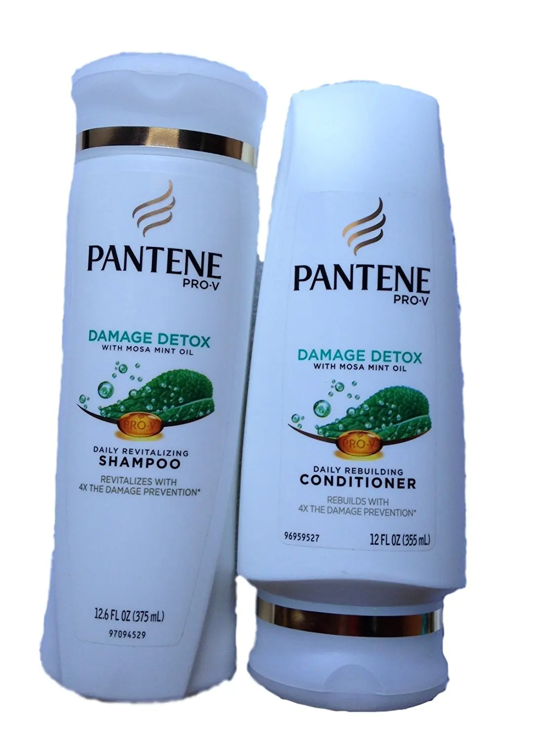 Pantene Pro-V Shampoo & Conditioner Set, Damage Detox with Mosa Mint Oil, 12 Ounce Each by Pantene
