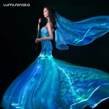 Glow In The Dark Formal Lighting Dress Luminous Led Light Up Fiber