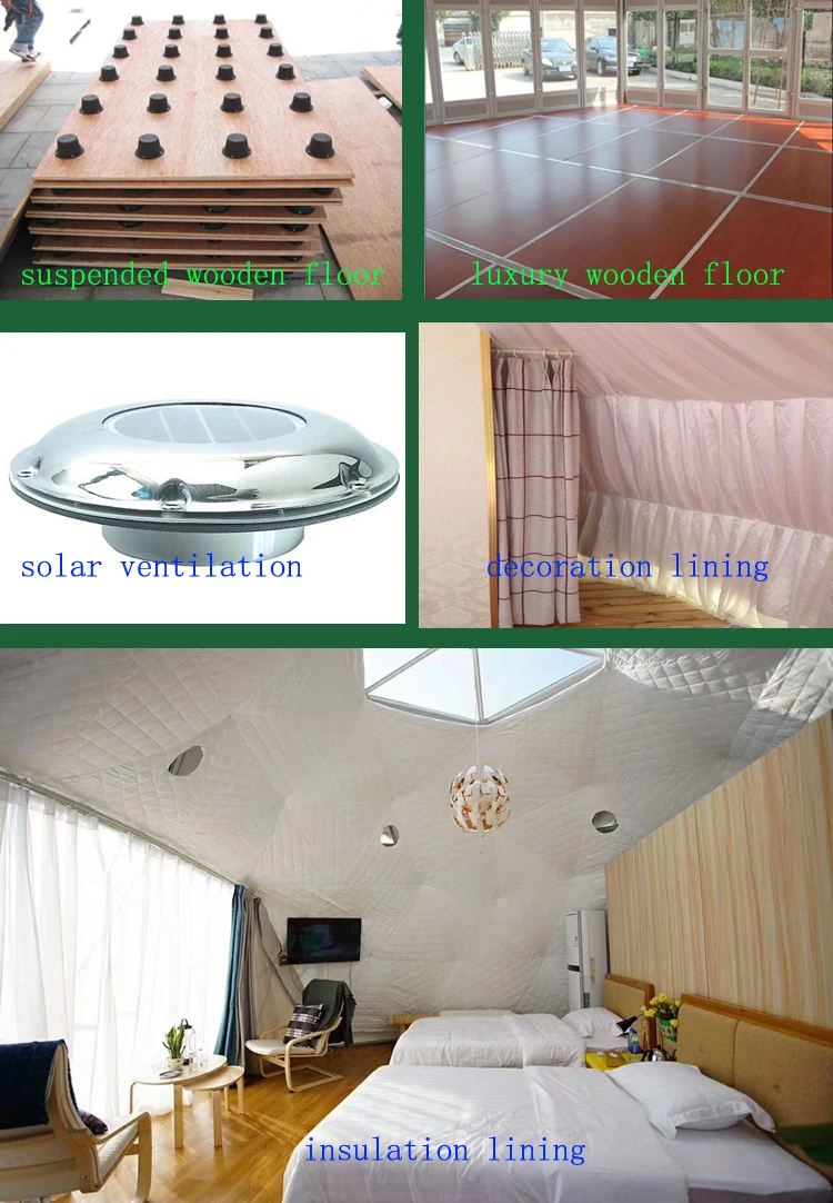 Movable Steel Structure Wooden Floor Glamping Dome Igloo Tent Luxury