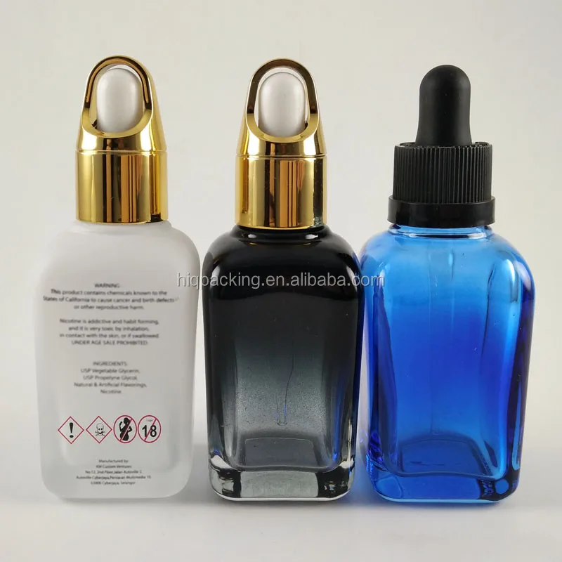 Blue Black 1 Oz 30 Ml 50ml Gradient Square Serum Dropper Bottle With