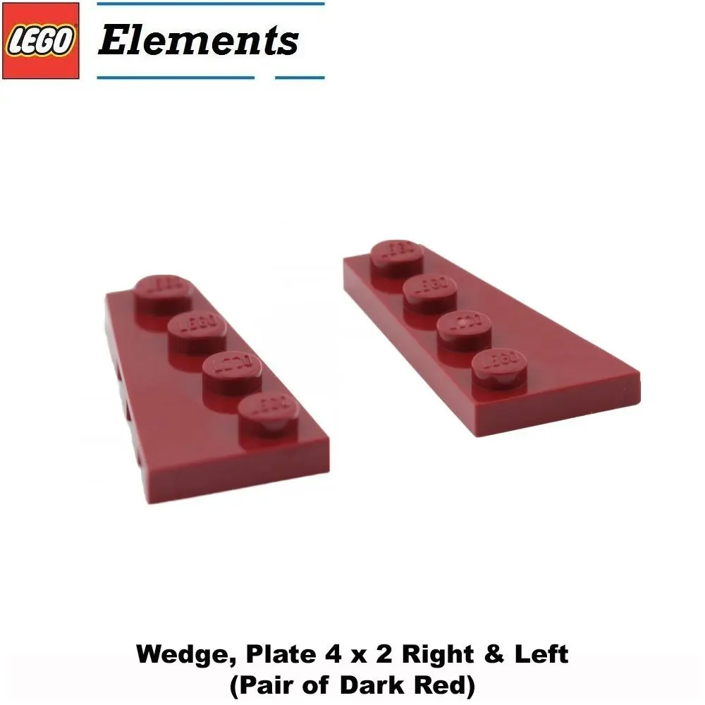 Lego Parts: Wedge, Plate 4 x 2 Right & Left (Pair of Dark Red)