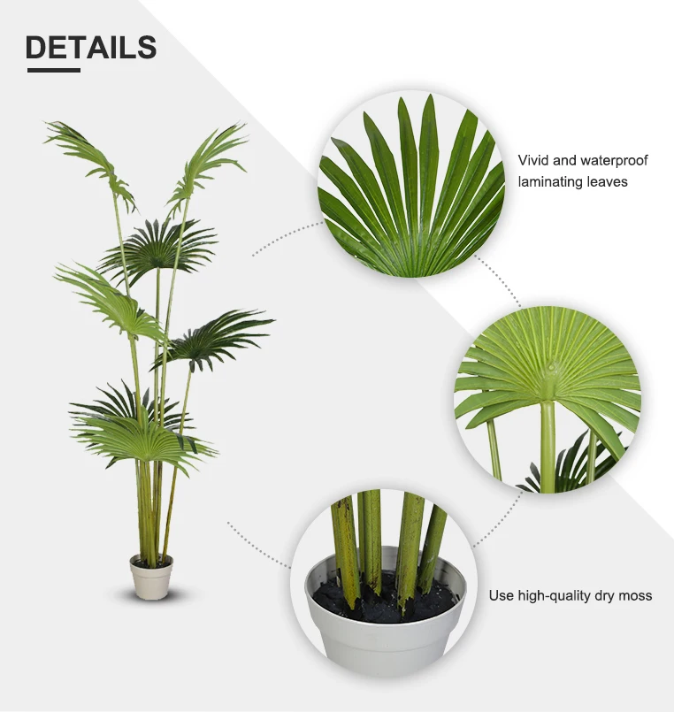 180cm Tall Fan Palm Tree Artificial Tropical Faux Plants For Indoor