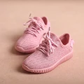 2016 brand shoes full black casual sneakers knitting lace up easy slip on children girls chaussures