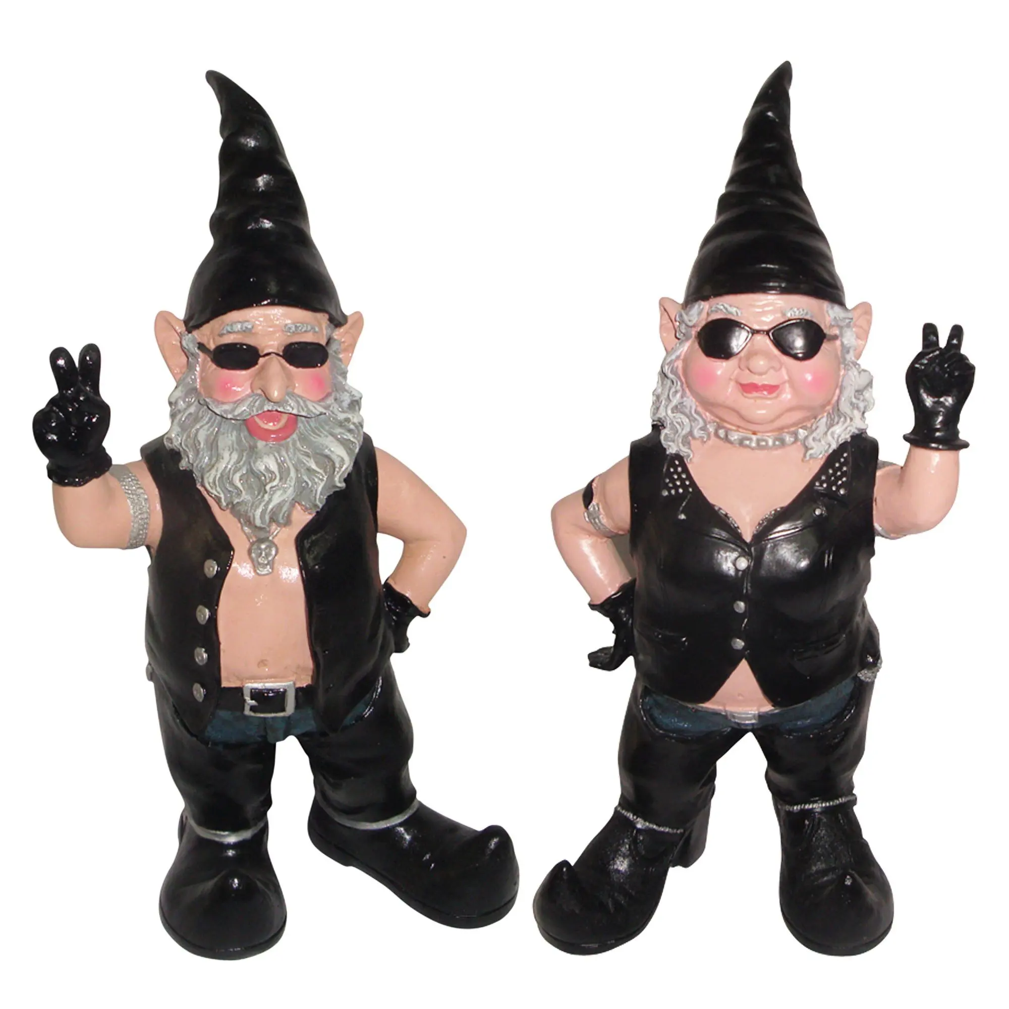 Download Buy Nowaday Gnomes Peace Sign Biker Dude Babe The Biker Gnome In Leather Motorcycle Riding Gear 2 Piece Set Home Garden Gnome Statue 14 5 H In Cheap Price On Alibaba Com