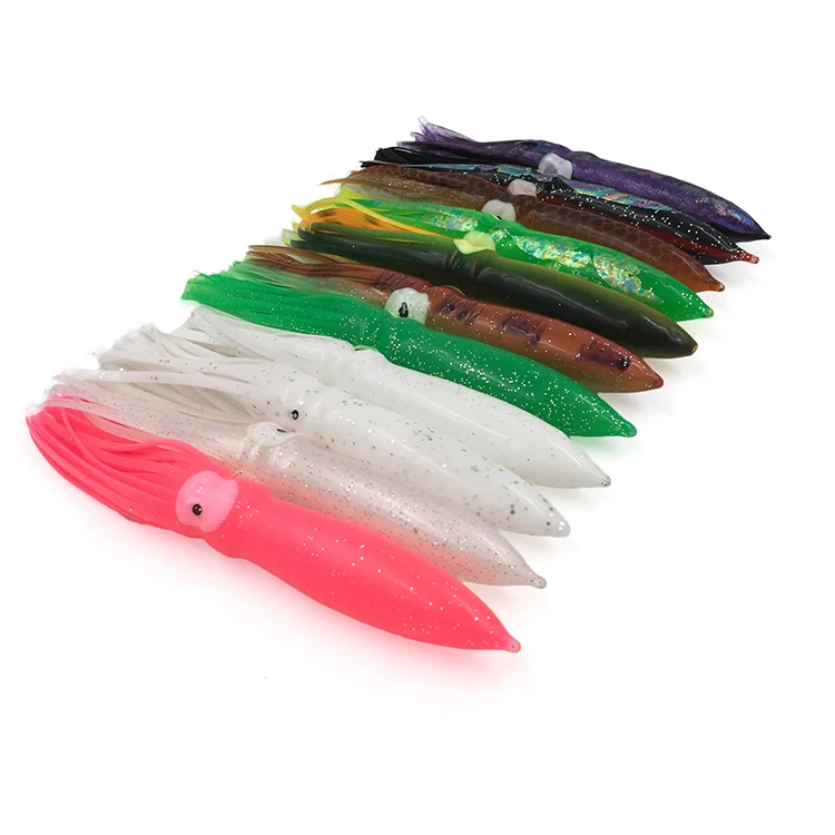 6inch Soft Plastic Squid Skirt Saltwater Tuna Fishing Lure Bulb Squid