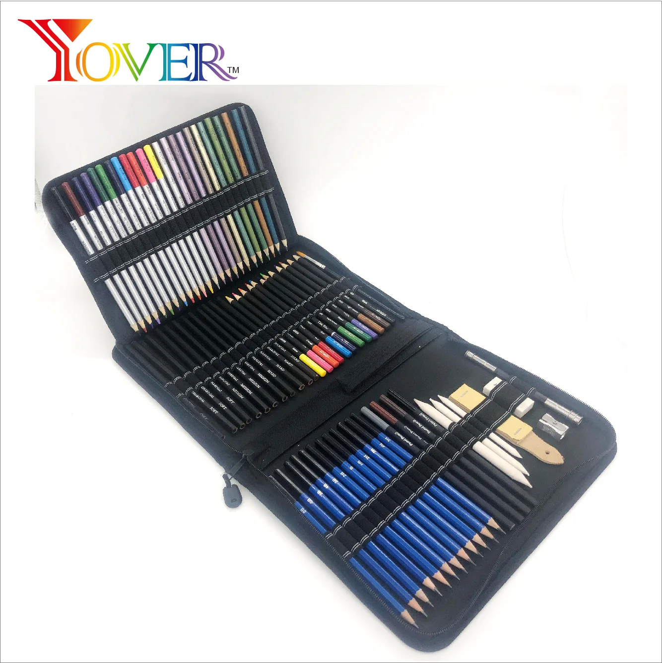 Cardboard Box Packed 75pcs Assorted Sketching Pencil Charcoal Pencil