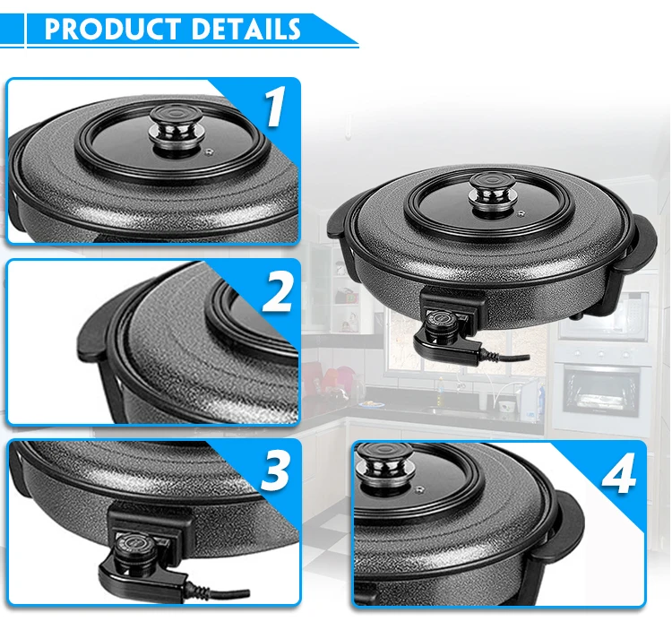 1500w Aluminum Cookware Nonstick Coating Electric Pizza Pan,Frying Pan