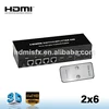 Supports 3D 1080P Over Single Cat5e/6 Cable 60m Extender 2x6 HDMI Switch Splitter with IR Remote Control