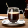 Creative glass insulated double coffee mugs