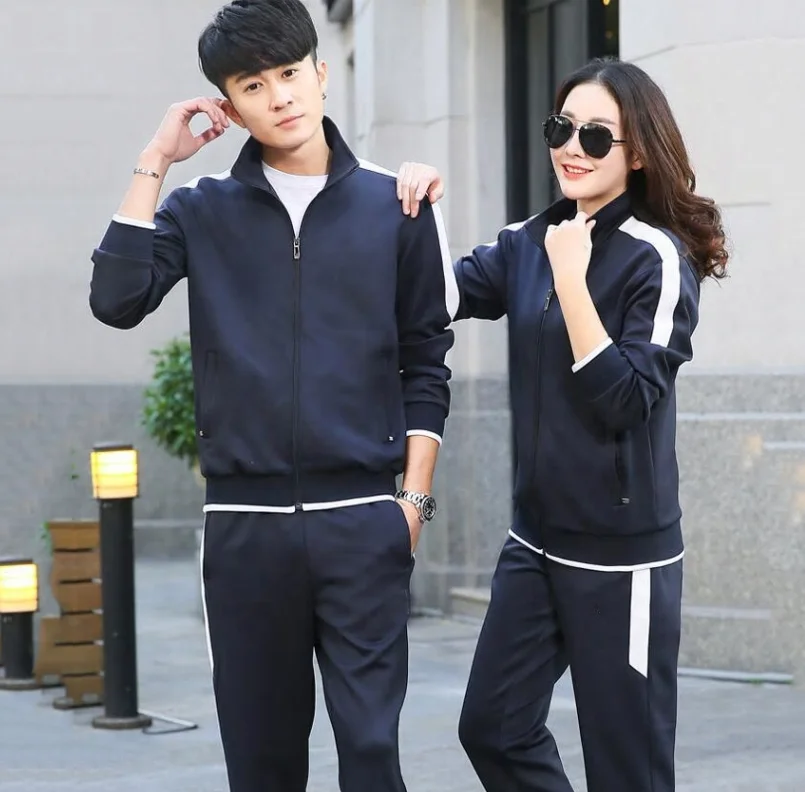 2 Piece Exercise Couple Sweat Suit Cotton Polyester Streetwear Couple ...