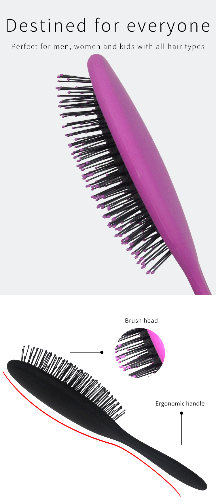 High Quality Bristle Cushion Handle Pink Wet Hair Brush Buy Plastic Pink Hair Brush,Pink Wet