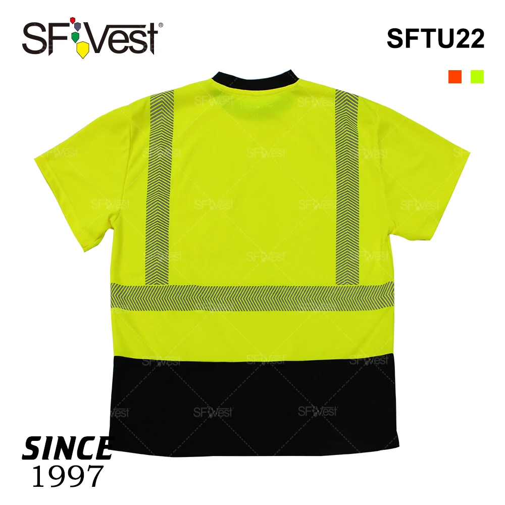 Wholesale Microfiber Safety Shirts High Visibility Reflective T Shirt For Mens Construction