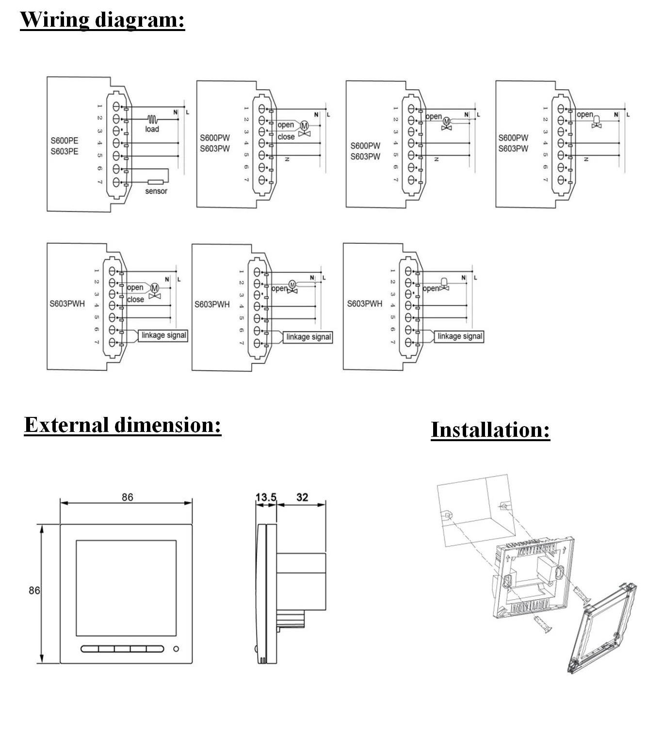 S600 series LCD screen underfloor heating digital smart