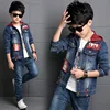 High quality trendy children clothing suits kids coat jeans/pant two piece handsome boys jeans clothing sets