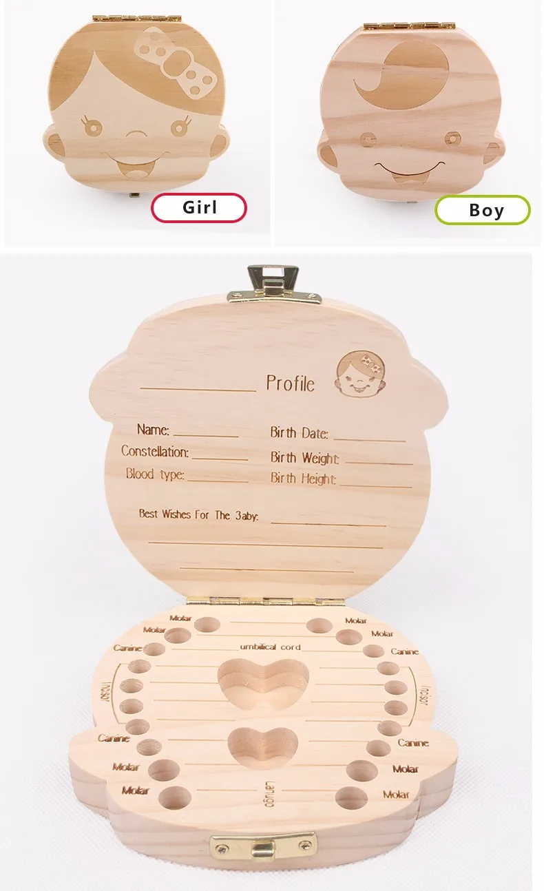 Tooth Box organizer for baby save Milk teeth Wood storage box great