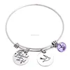Shiny Elegant With Multiple Colors Are Optional Birthstone Stainless Steel Silver Round Card Tiny Jewelry Bird Charm Bracelet