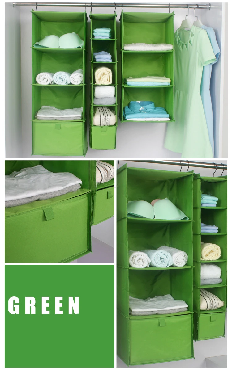 3/4/6 Section Closet Organizer Hanging Shelves with double Metal hook