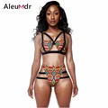 Summer beach wear 2016 High Waisted Crochet Bikini Swimsuit Women Swimwear African Print Inspired Two Piece