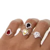 fashion jewelry sparking bling birthstone water drop tear drop diamond simple slider adjust chain cz ring
