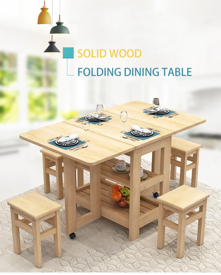 Creative Modern Wood Dining Table and Chairs Set Folding Table Chairs