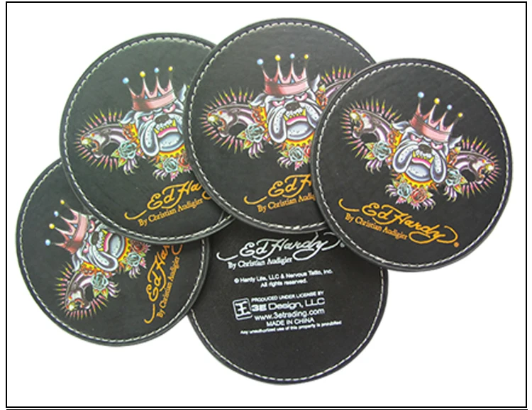 Custom Leather Coaster Set of 4 Silicone Cup Holder Coasters with Paper Box Packaging