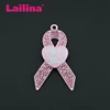 50mm Pink Crystal Breast Cancer Awareness Ribbon Pendant